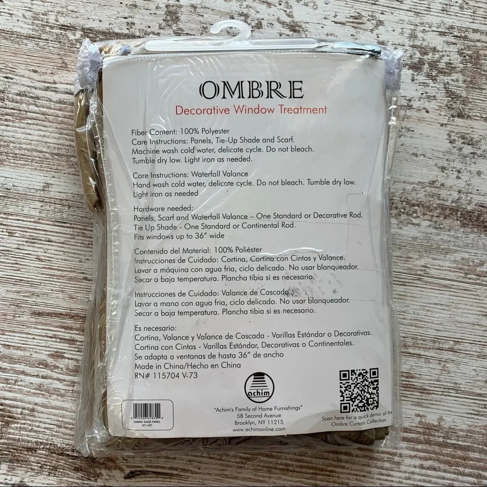 OMBRE Sage Curtain Panel 50 in x 63 in NEW NIP
